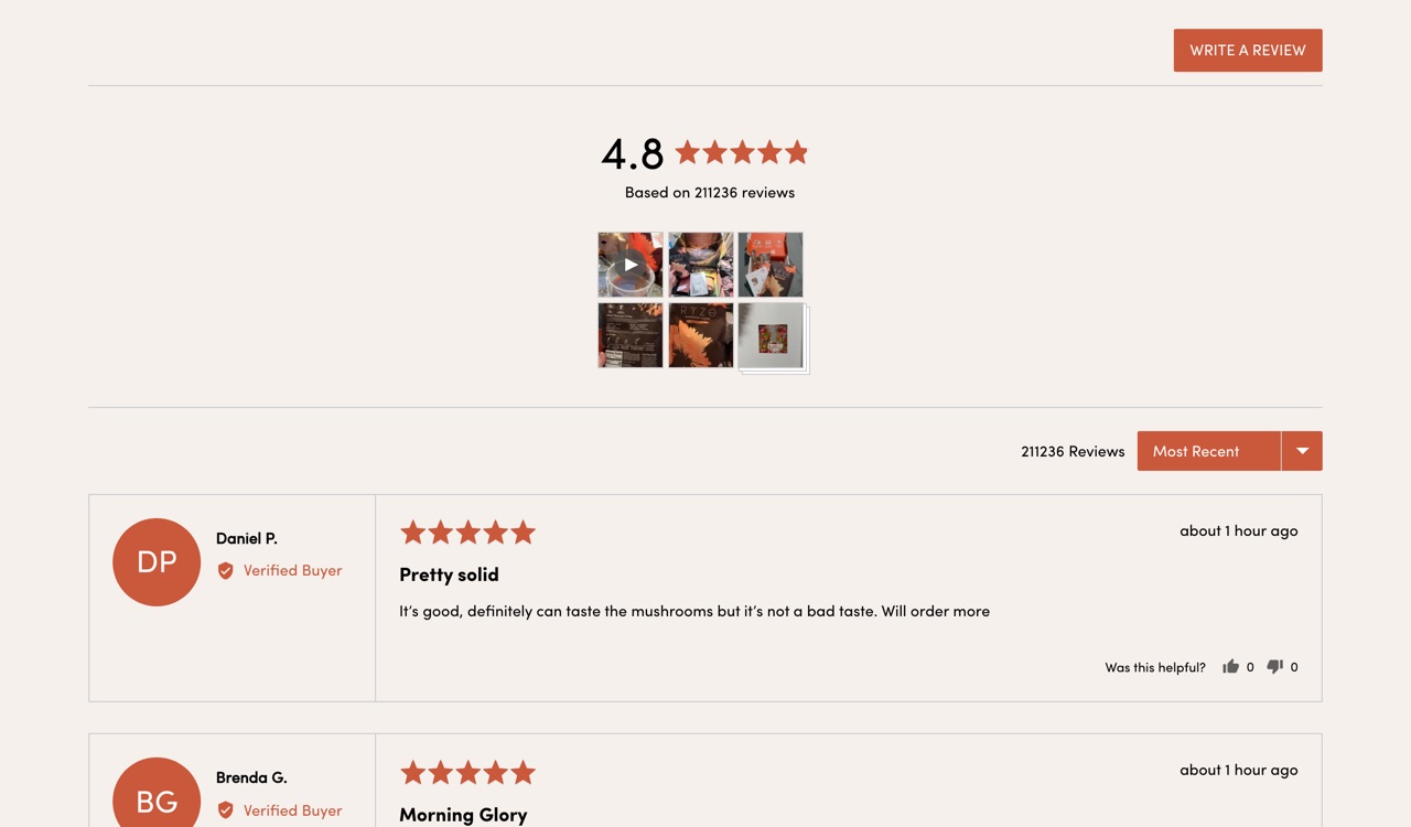 RYZE: widget de reviews